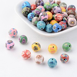Manuell Polymer Ton Perlen, für DIY Schmuck Bastelbedarf, Mischfarbe, Runde, ca. 10 mm Durchmesser, Bohrung: 2 mm