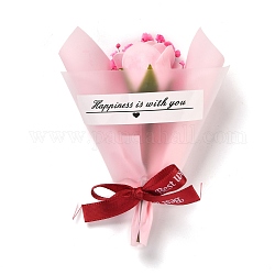 Valentinstag Thema Mini Trockenblumenstrauß, mit Band, für Geschenkboxverpackungsdekorationen, rosa, 110x81x31 mm