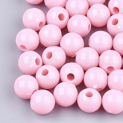 Abalorios de plástico, redondo, rosa, 9.5mm, agujero: 2.5 mm, aproximamente 1100 unidades / 500 g