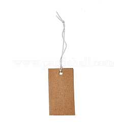 Ценники крафт-бумага, с эластичным шнуром, прямоугольные, Перу, 8 см, Прямоугольник: 35x18x0.4 мм