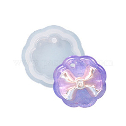 Moules en silicone pendentif bricolage, moules en résine, pour la résine UV, fabrication de bijoux en résine époxy, fleur, 51.5x50.5x8.5mm, Trou: 4mm