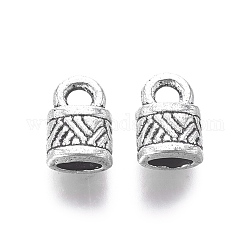 Tibetan Style Alloy Cord Ends, End Caps, Lock, Antique Silver, Lead Free & Cadmium Free, 10x6.5x4.5mm, Hole: 2.5mm