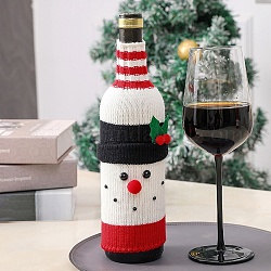 Weihnachtshülle für Weinflaschen aus Acrylfaser, für Weingeschenkverpackungen dekorieren, Schneemann, 285~290x97x15~23 mm