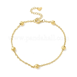 Vacuum Plating 304 Stainless Steel Satellite Chains Anklet for Women, Golden, 9 inch(22.7cm)
