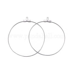 316 Surgical Stainless Steel Hoop Earring Findings, Ring, Stainless Steel Color, 21 Gauge, 50~51x45~47x0.7mm, Hole: 1mm