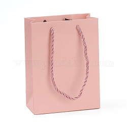 クラフト紙袋  ギフトバッグ  ショッピングバッグ  ウェディングバッグ  ハンドル付き長方形  ピンク  16x12x5.8cm
