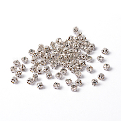 Cose en el rhinestone, califica un diamante de imitación de vidrio, con ajustes de puntas de latón, accesorios de prendas de vestir, Color plateado color metal plateado, cristal, 3~3.2x3~3.2mm, agujero: 1 mm, aproximamente 1440 unidades / bolsa