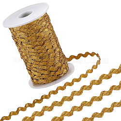 Gorgecraft 2 trands Polyester Wave Bending Fringe Trim, Sewing Ribbon, for Cloth Dress DIY Making Decorate, with Spool, Gold, 3/16 inch~3/8 inch(5~8.5mm), about 22~25m/strand