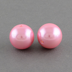 Abalorios redondas de abalorios de imitación de plástico ABS, rosa, 10mm, agujero: 2 mm, aproximamente 1000 unidades / 500 g