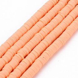 Handmade Polymer Clay Bead Strands, Heishi Beads, Disc/Flat Round, Light Salmon, 6x0.5~1mm, Hole: 2mm, about 320~447pcs/strand, 15.74 inch~16.92 inch