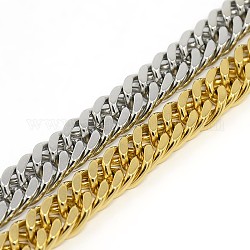 Fashionable 304 Stainless Steel Cuban Link Chain Bracelets, with Lobster Claw Clasps, Faceted, Mixed Color, 8-5/8 inch(220mm), 10mm