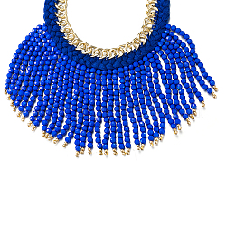 Ожерелья ожерелья из цинкового сплава ожерелья, с смолой круглые бусины кисточкой, синие, золотые, 18.5 дюйм (47 см)