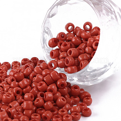 (servicio de reempaquetado disponible) perlas de vidrio, colores opacos semilla, pequeñas cuentas artesanales para hacer joyas de diy, redondo, rojo, 6/0, 4mm, aproximamente 12 g / bolsa