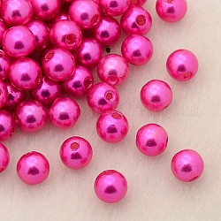 Imitation Pearl Acrylic Beads, Dyed, Round, Deep Pink, 6x5.5mm, Hole: 1.5~2mm, about 4500pcs/pound