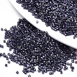 Perline di semi di vetro di grado 11/0, cilindro, dimensione uniforme del seme, colori metallici, blu ardesia scuro, 1.5x1mm, Foro: 0.5 mm, circa 2000pcs/10g
