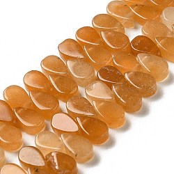 Chapelets de perles en aventurine rouge naturelle, larme, top foré, 9~10x5~5.5x3.5~4mm, Trou: 0.7mm, Environ 40~48 pcs/chapelet, 7.09~7.28'' (18~18.5cm).