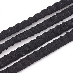 Эластичный шнур, с нейлоновым снаружи и резины внутри, чёрные, 7x4 мм, около 100 ярдов / пучок (300 фута / пучок)