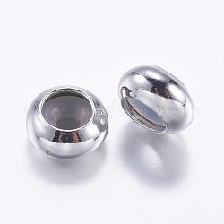 Perline in ottone, con gomma all'interno, perle scorrevoli, branelli del tappo, rondelle, platino, 7x3.5mm, Foro: 2 mm