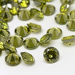 Diamantform Klasse A Zirkonia Cabochons, facettiert, Olive, 1 mm