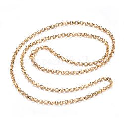 304 Stainless Steel Necklaces, Rolo Chain Necklaces, Golden, 29.53x0.16x0.06 inch(75x0.4x0.15cm)