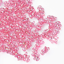 Perles en acrylique transparente, de couleur plaquée ab , ours, rose chaud, 16x13x8.5mm, Trou: 2mm, environ 700 pcs/500 g