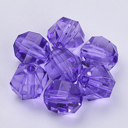 透明なアクリルビーズ  多面カット  ラウンド  青紫色  20x20mm  穴：2.9mm