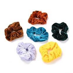 Velvet Cloth Elastic Hair Accessories, for Girls or Women, Scrunchie/Scrunchy Hair Ties, Mixed Color, 100x95x15mm, Inner Diameter: 40mm, 6pcs/set