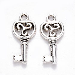 Pendente in lega stile tibetano, skeleton key,  cadmio& piombo libero, argento antico, 22x9.5x2.5mm, Foro: 1.8 mm, circa 1190pcs/1000g