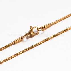 Collares de cadena de serpiente de 304 acero inoxidable, con cierre de pinza, dorado, 17.7 pulgada (45 cm), 0.9mm