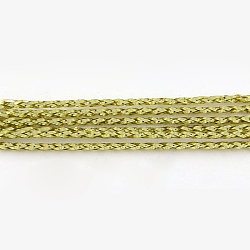 Cordons métalliques tressés avec perles sans élastiques, 16 pli, kaki clair, 1.5mm, environ 109.36 yards (100m)/paquet