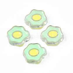 Abalorios de acrílico transparentes, con esmalte, huevo escalfado, verde pálido, 22x25x9mm, agujero: 3 mm