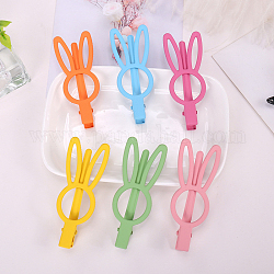 Spray Painted Alloy Alligator Hair Clips, Hair Barrettes, for Women and Girls, Rabbit, Random Single Color or Random Mixed Color, 74mm, about 10pcs/bag