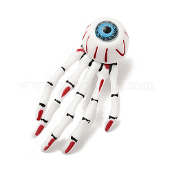 Pinzas de pelo de cocodrilo de plástico con tema de Halloween para mujer y niña, con la conclusión de hierro, mano de esqueleto con forma de ojo, rojo, 73x41x28.5mm