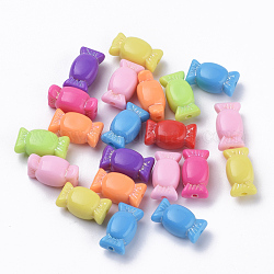 Plated Acrylic Beads, Opaque Beads Metal Enlaced, Candy, Mixed Color, 15.5x9x8mm, Hole: 2mm, about 750pcs/500g