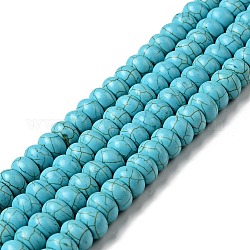 Synthetic Turquoise Beads Strand, Dyed, Rondelle, Turquoise, 10x6mm, Hole: 1mm, about 45pcs/strand, 15.75 inch, 14strands/1000g