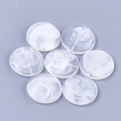 Perles acryliques, style de pierres fines imitation, plat rond, blanc clair, 32x6mm, Trou: 1.6mm, environ 140 pcs/500 g