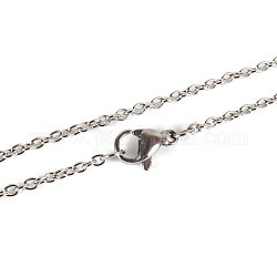 Klassische einfache 304 Edelstahl Herren Damen Kabelkette Halskette Herstellung, mit Karabiner verschlüsse, Edelstahl Farbe, 17.7 Zoll (45 cm), Klammern: 7x10 mm