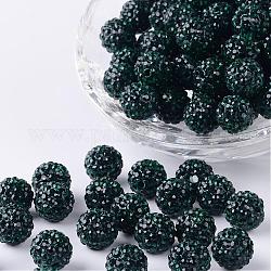 Pave bolas de discoteca, Abalorios de Diamante de imitación de arcilla polímero, Grado A, redondo, esmeralda, pp14 (2~2.1 mm), 10mm, agujero: 1.0~1.2 mm