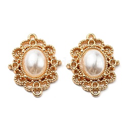 Ciondoli con connettore ovale in lega, con perla finta di plastica, oro, 21.5x17.5x5mm, Foro: 1 mm