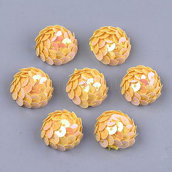 Cabochon in schiuma, con paillettes / paillettes, mezzo tondo/cupola, arancione, 19~21x11~12mm, circa 200pcs/borsa