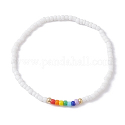 Bracelets extensibles en perles de verre, colorées, diamètre intérieur: 2-1/4 pouce (5.8 cm)