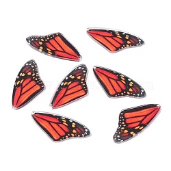 Pendentifs en acrylique série printemps et été, pour création de la boucle d'oreille , aile de papillon, rouge, 39.5x19.5x2mm, Trou: 1.6mm