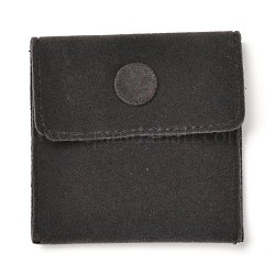 Квадратные бархатные сумки для украшений, на кнопках, чёрные, 6.7~7.3x6.7~7.3x0.95 см