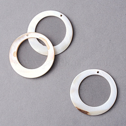 Подвески из морской оболочки, кольцо, кремово-белые, 30.5x1.5~2.5 мм, отверстие : 1 мм
