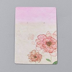 Tarjetas de la exhibición de la joya de cartón, para colgar pendientes y collares, Rectángulo, colorido, patrón de flores, 9x6x0.05 cm, agujero: 0.2 cm, 100 unids / bolsa
