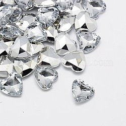 Imitation Taiwan Acrylic Rhinestone Cabochons, Pointed Back & Faceted, Heart, Clear, 12x12x4.5mm, about 500pcs/bag