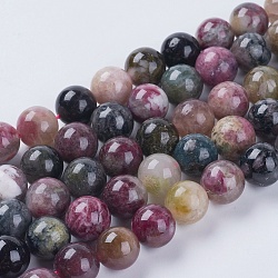Natural Tourmaline Beads Strands, Round, 10mm, Hole: 1mm, about 38pcs/strand, 15.75