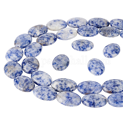 NBEADS About 44 Pcs Flat Oval Stone Beads, 18x13mm Flat Oval Gemstone Beads Crystal Loose Stone Beads Blue Spot Jasper Beads for DIY Bracelet Necklaces Jewelry Making