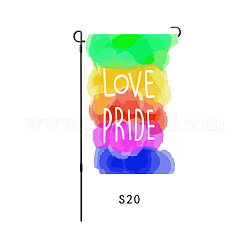 Drapeaux de jardin en lin, fierté/drapeau arc-en-ciel, pour les décorations de jardin à la maison, rectangle avec le mot love pride, mot, 45x30x0.5 cm