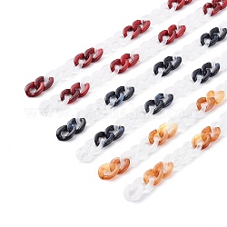 Cadenas de acrílico hechas a mano, cadenas retorcidas, color mezclado, 13.5x10x3mm, 3.28 pie (1 m) / hilo, 1 estilo / hebra, 3 hebras / set